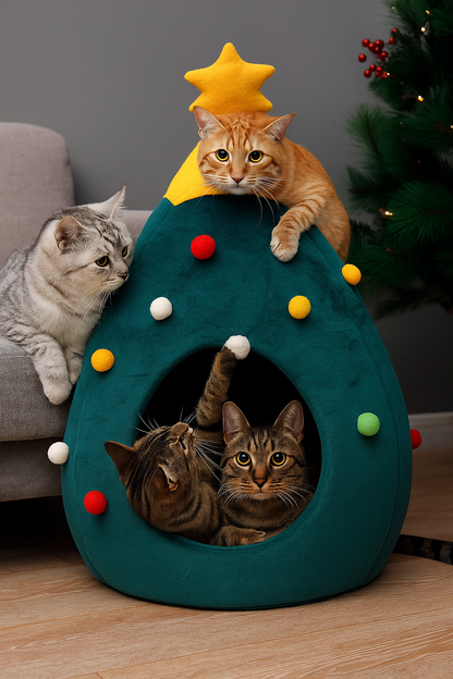🎄 PawsyTech™ Kerstboom Kattenhuis.